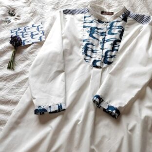 ミナペルホネン　ハンドメイド　hello swallowロングシャツ&ハンカチ