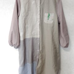 秋カラー🍂　トープ系　m,cafe人気のオリジナルロングシャツ　パッチワークバージョン