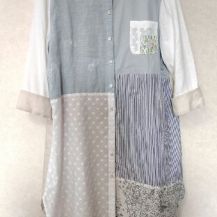 m,cafe　original　パッチワークロングシャツ
